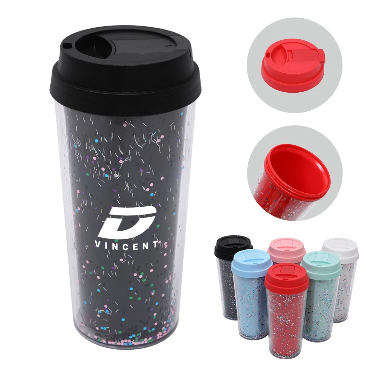 16oz Portable Double Layer Glitter Travel Cup 1