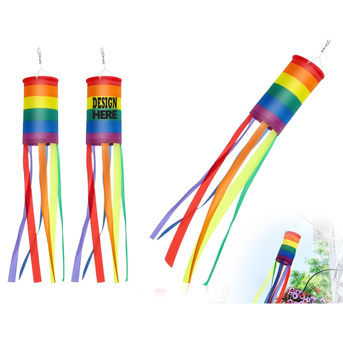 Outdoor Decor Rainbow Windsock Flag 1