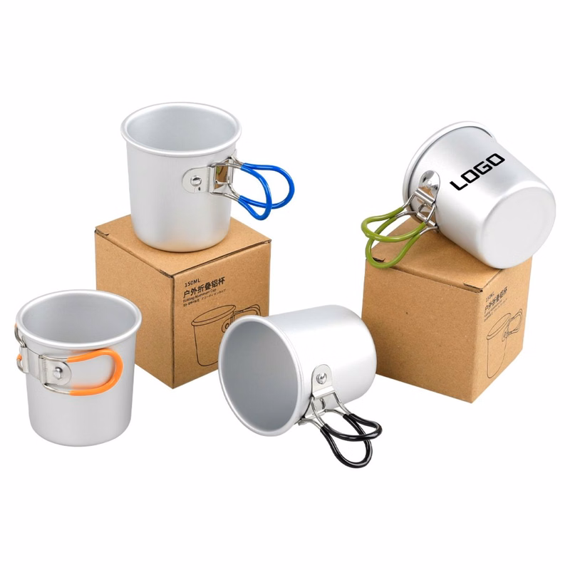 Ultralight 5oz Aluminum Camping Mug with Folding Handles