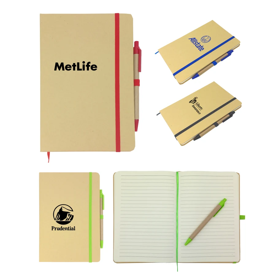 Union Printed - classic style notebook with kraft paper cover and kraft paper ball pen 1