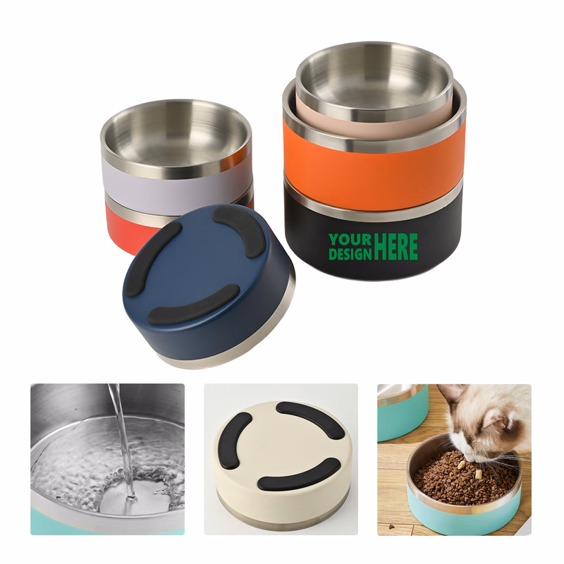 MOQ50 304 Stainless Steel Pet Bowl with Anti-Slip Design