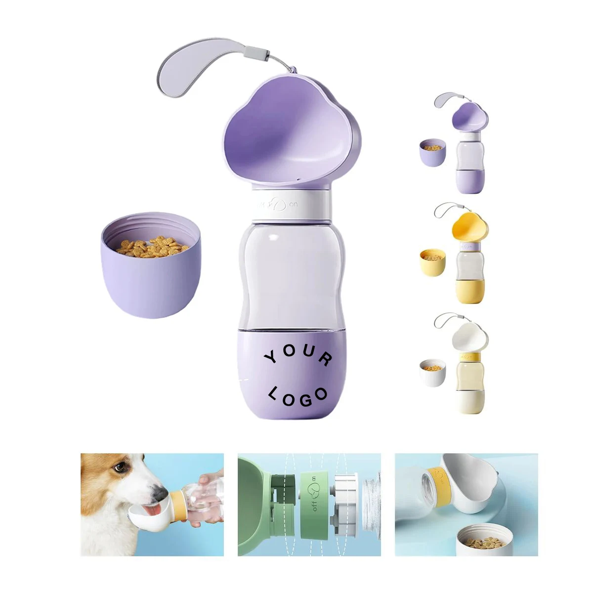 Dual Chamber Dog Bottle with Food and Water Storage 1