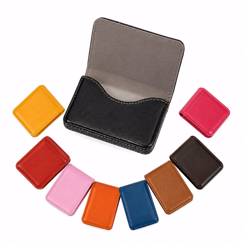 Faux Leather Magnetic Business Card Case
