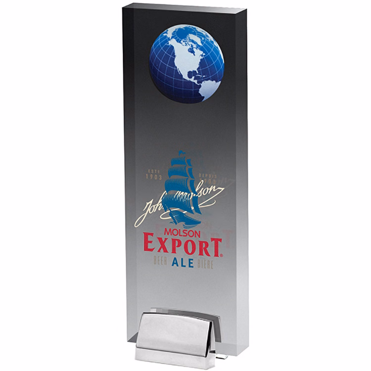 Tall Clear Acrylic Humanity Award with Chrome Base (3 1/2"x 9 1/4"x 3/4") Digital Full Colour