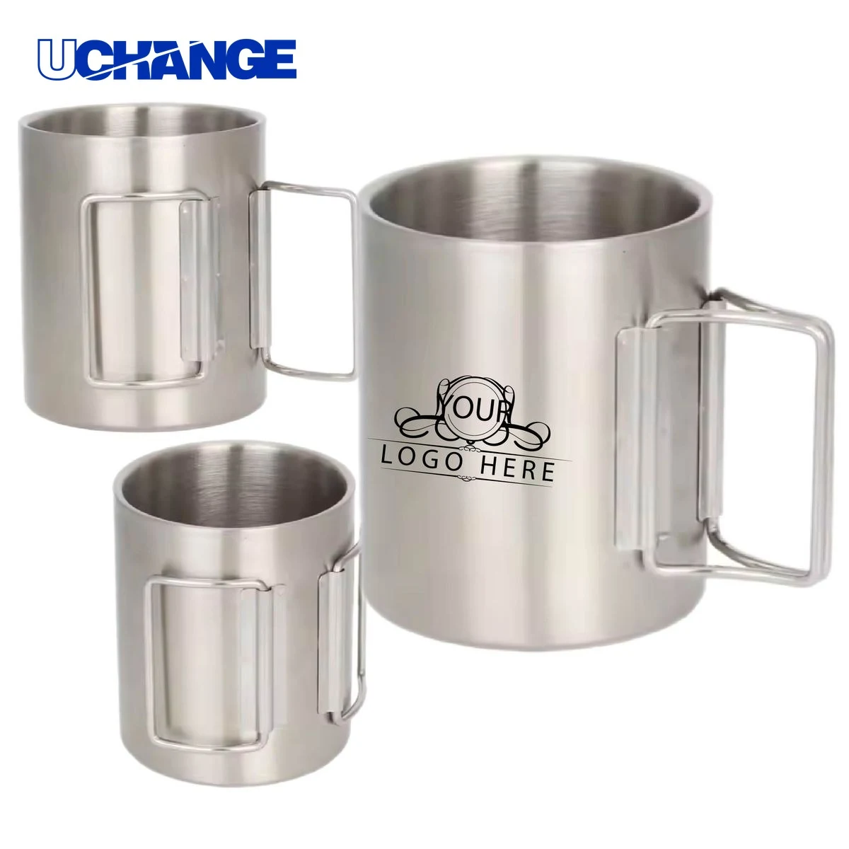 Outdoor Stainless Steel Mug Container with Folding Handle (10oz) 1