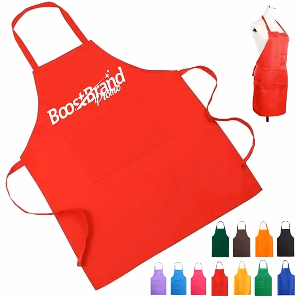 Custom Full-Coverage Kitchen Apron with Front Pocket — Professional Cooking Workwear