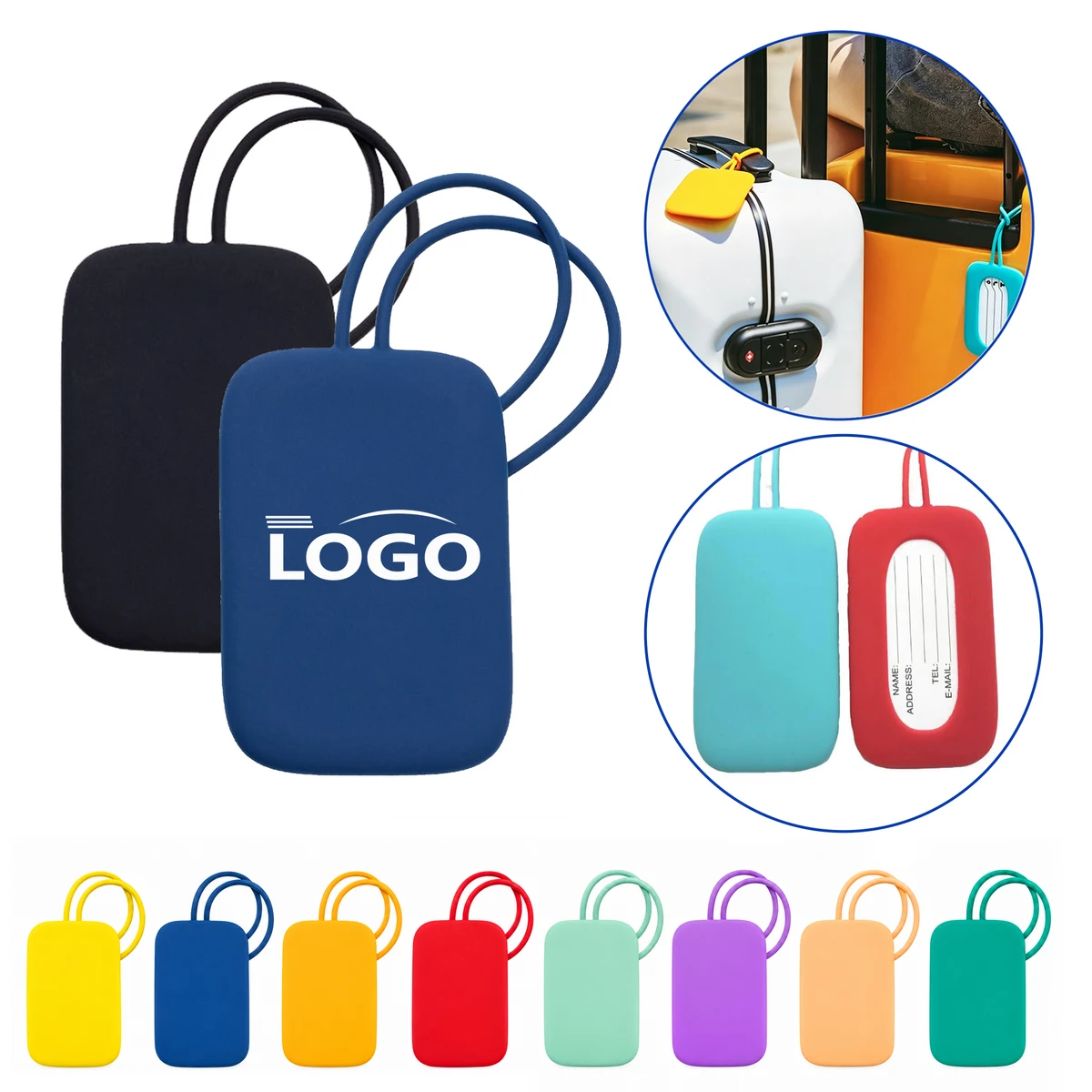 Custom Silicone Bag Tag With ID Insert MOQ25 1
