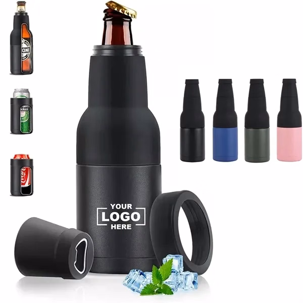3-In-1 Insulated Can Cooler With Bottle Opener