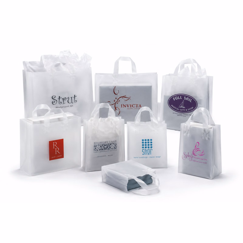 Frosted High Density Plastic Bags - Soft Loop Handles