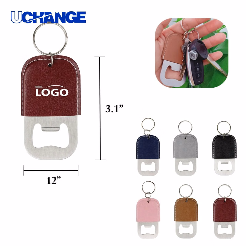PU and Stainless Steel Bottle Opener Keychain Tool