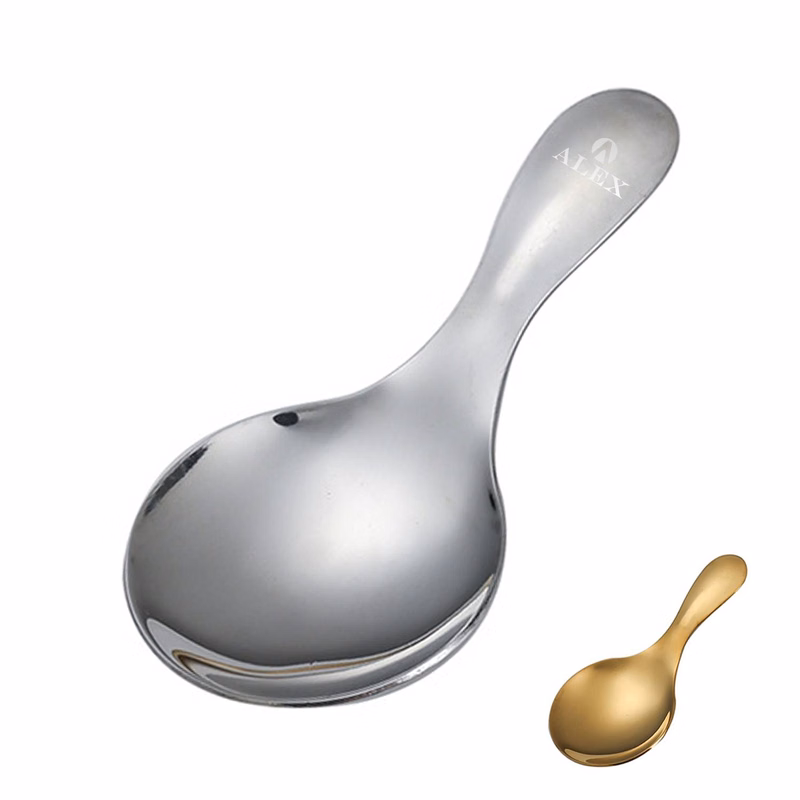 Stainless Steel Short Handle Thickened Small Round Spoons