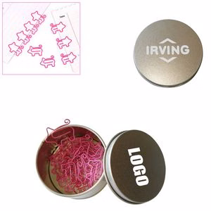 Pig Shaped Paper Clips With Tin Box