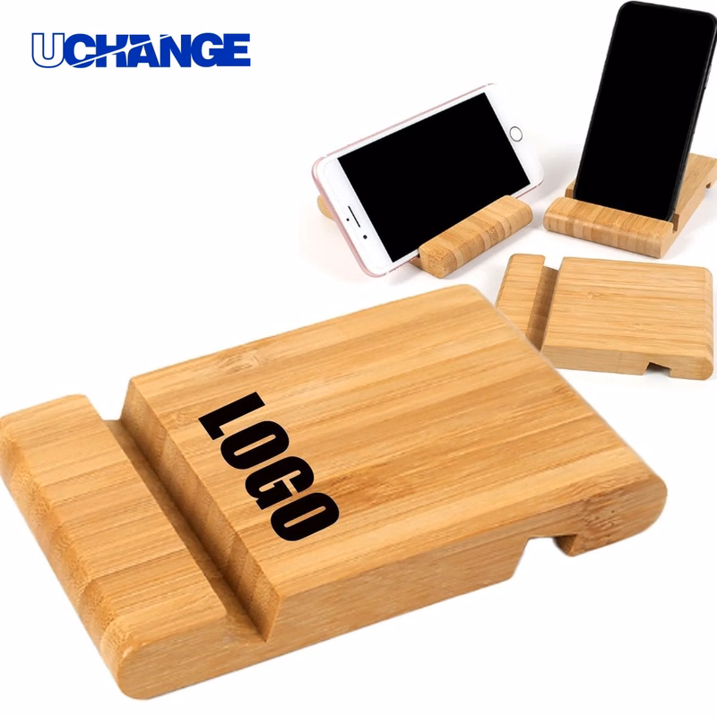 Bamboo Wood Phone Holder Single-Tier Desktop Stand