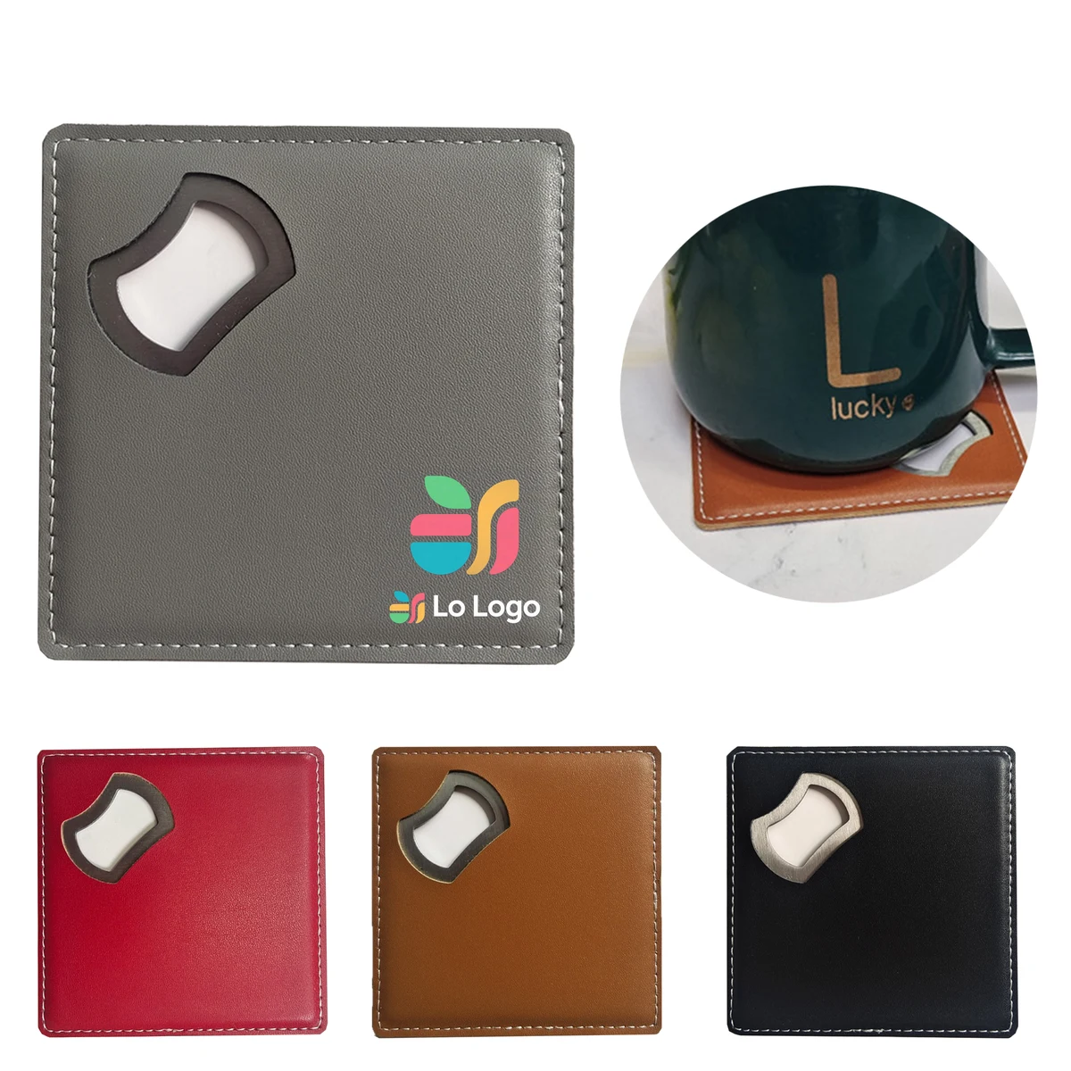 Square PU Leather Drink Coaster 1