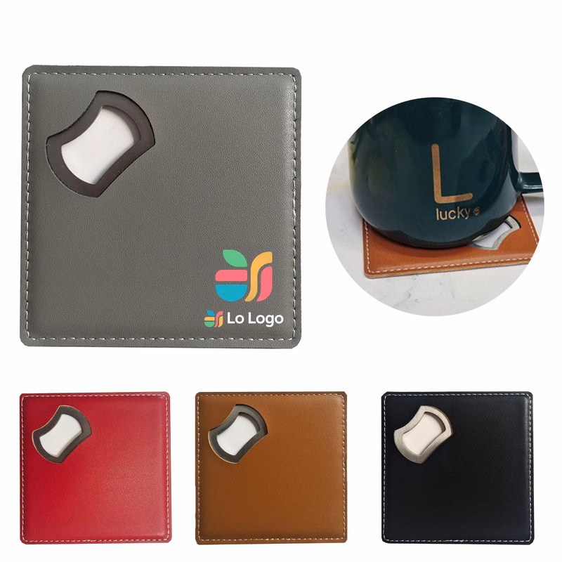 Square PU Leather Drink Coaster