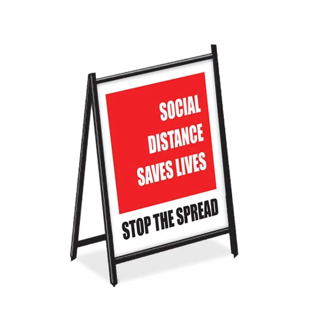 Safety Precautions A-Frame Sidewalk Sign - Social Distance Saves Lives 1