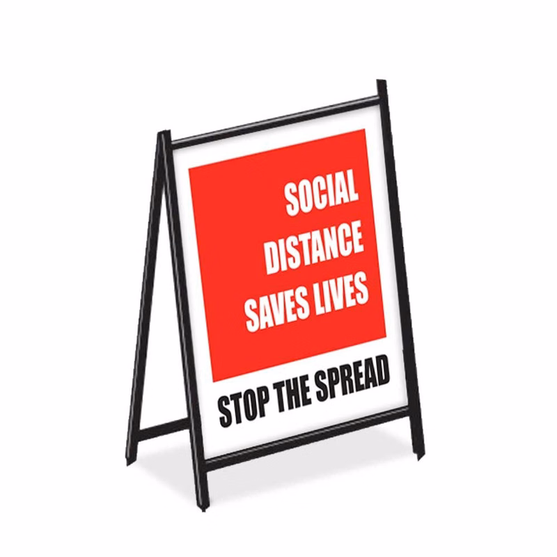 Safety Precautions A-Frame Sidewalk Sign - Social Distance Saves Lives