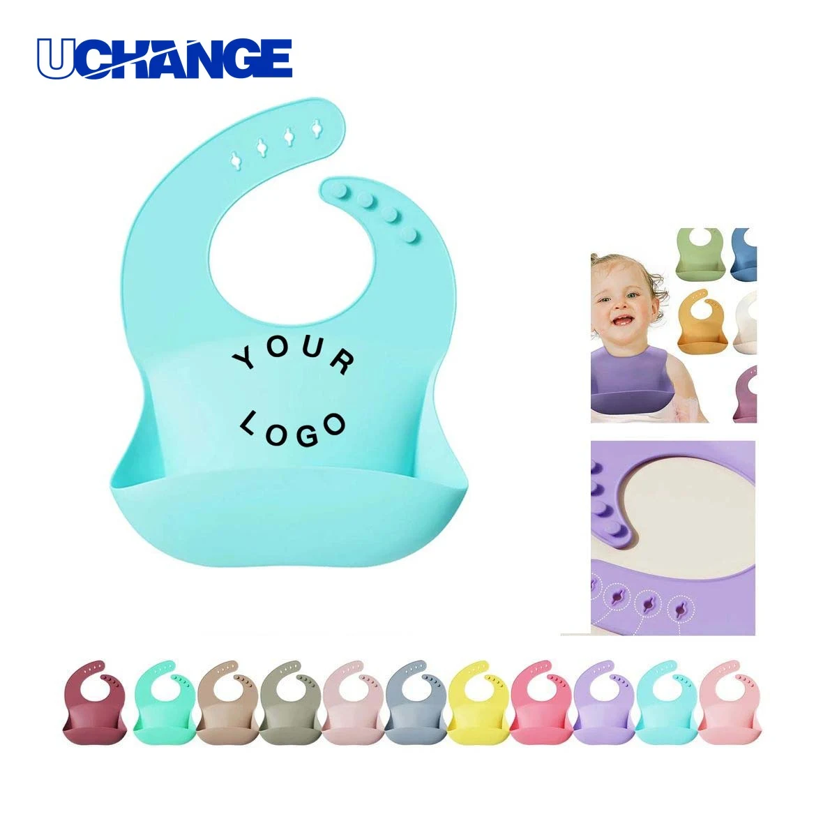 Reusable Silicone Baby Bib with Adjustable Strap for Feeding 1