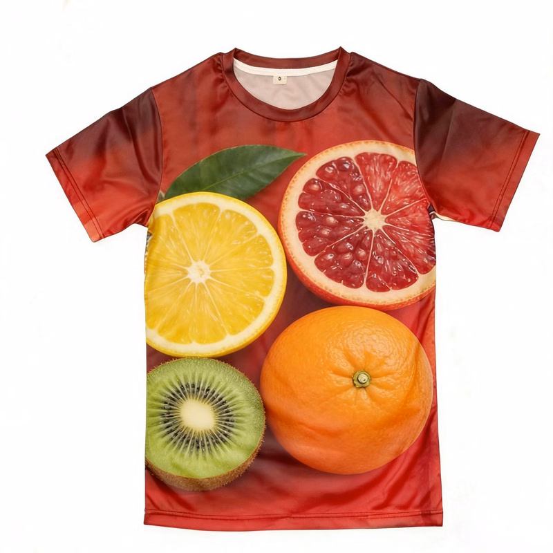 Full Color Print Brushed Milk Silk T-Shirt