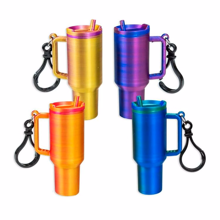 3D Printed Tumbler Lip Balm Holder Keychain Assorted - 3.25"