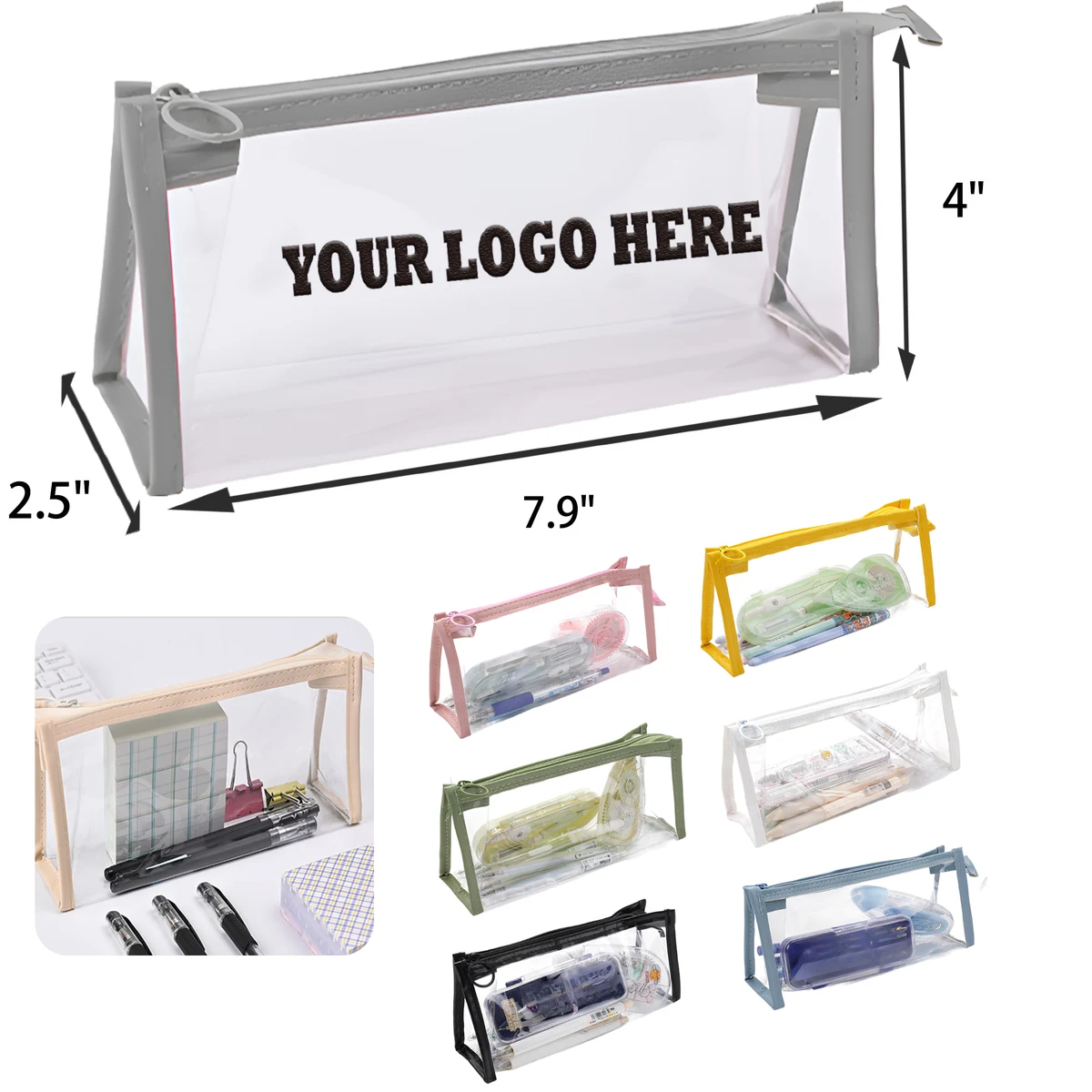MOQ 50 PCS Transparent Waterproof Student Stationery Bag 1