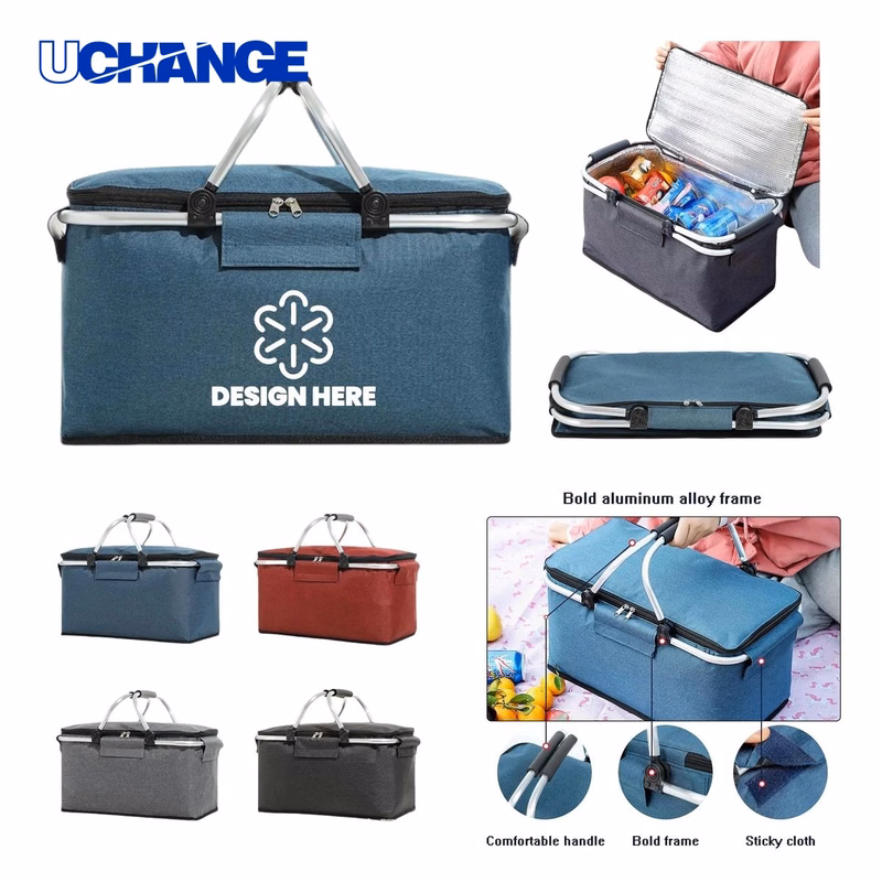 Foldable Oxford Insulated Picnic Basket for Outdoors