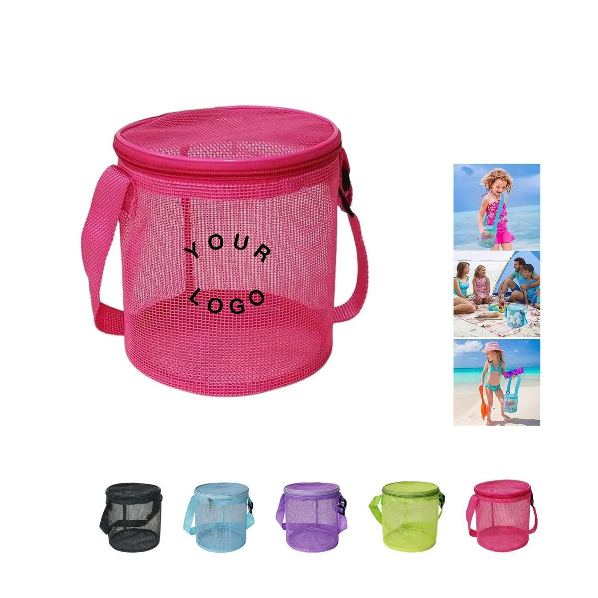 Nylon Mesh Bag with Adjustable Strap and Colorful Design 1