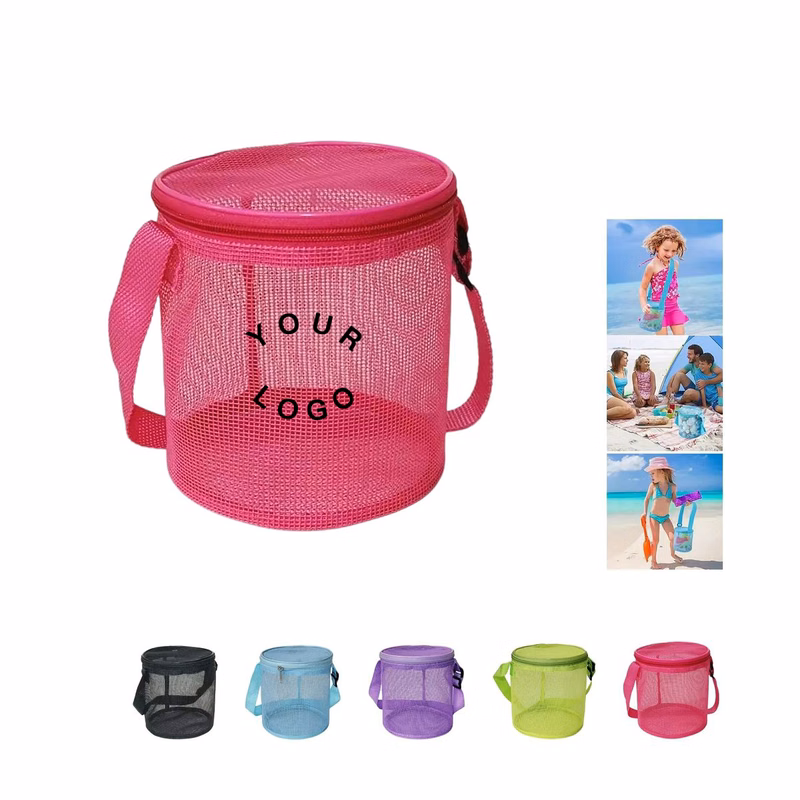 Nylon Mesh Bag with Adjustable Strap and Colorful Design