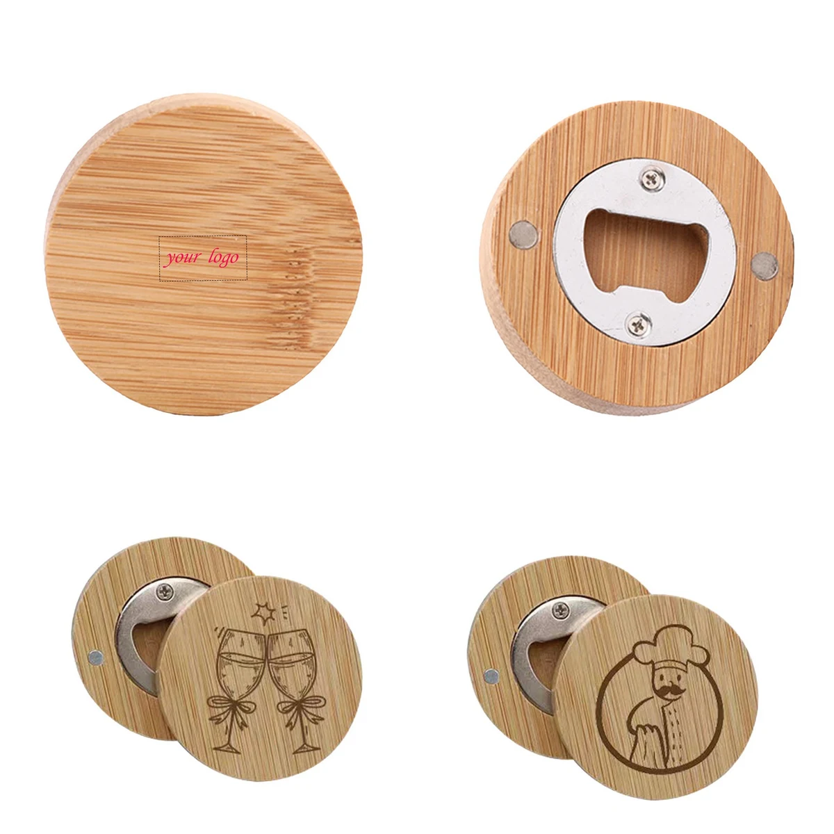 Bamboo Round Shape Bottle Openers 1
