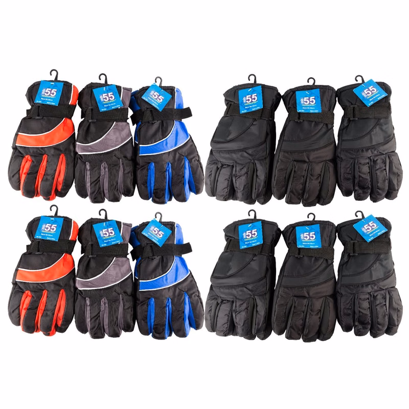 Men's Ski Gloves - Adjustable Assorted Colors