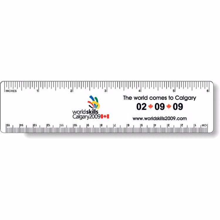 .020 White Plastic Rulers 1.5"x6.25" Rectangle / Round Corner, Spot Colour