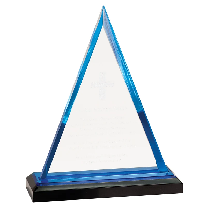 7-3/4" Triangle Impress Blue Mirror Acrylic Award 1