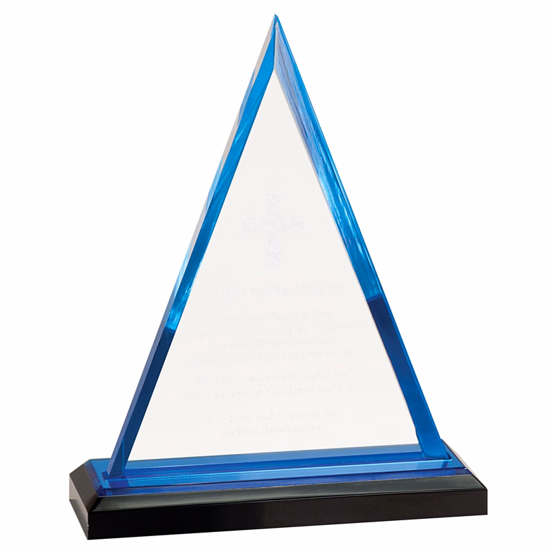 7-3/4" Triangle Impress Blue Mirror Acrylic Award