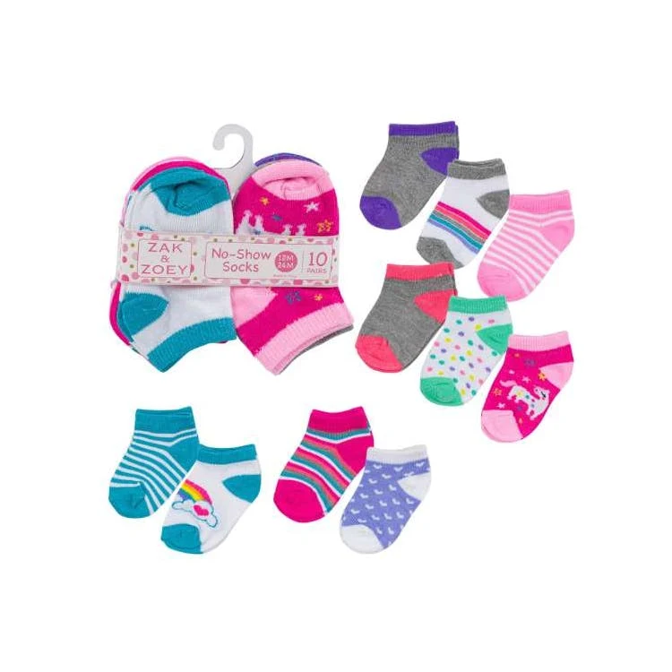 Girls' No-Show Socks - Asst Prints 12-24M 10 Pk 1