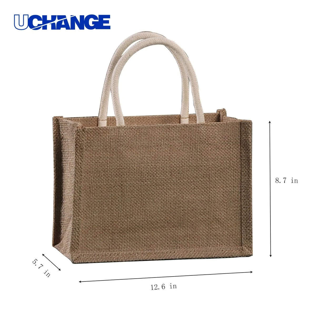 Jute Handbag with Thick Handle, custom tote bag with logo imprint 1