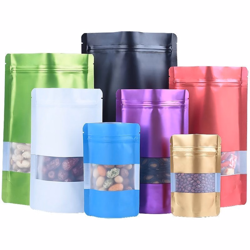 Zip Lock Bag With Window Metallic Plastic Pouch For Food