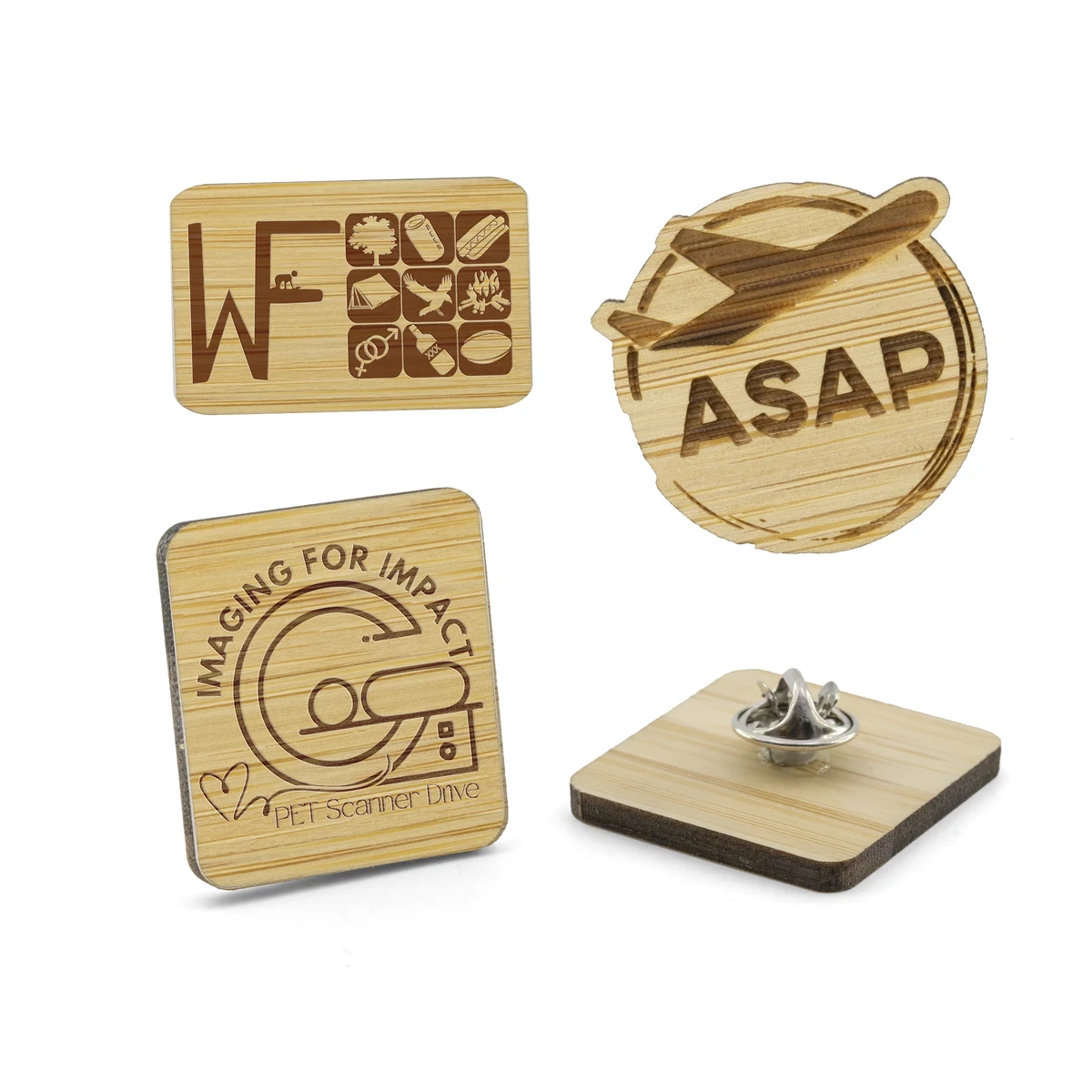 Bamboo Lapel Pins Engraved (2") 1