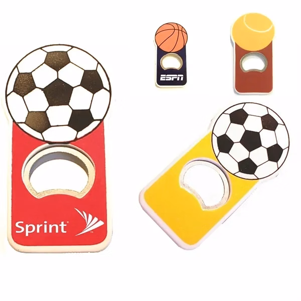 Custom Jumbo Basketball Magnetic Bottle Opener — Refrigerator Metal Barware