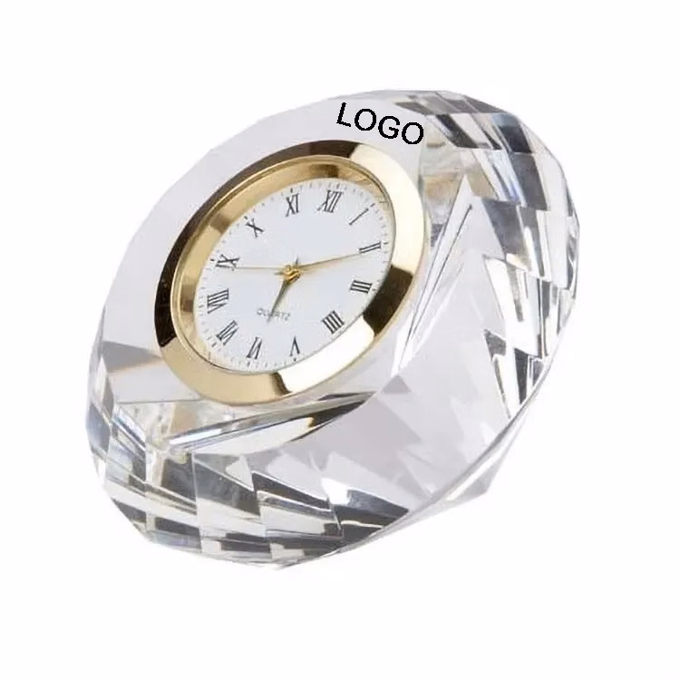 Elegant Crystal Diamond Clock Paperweight