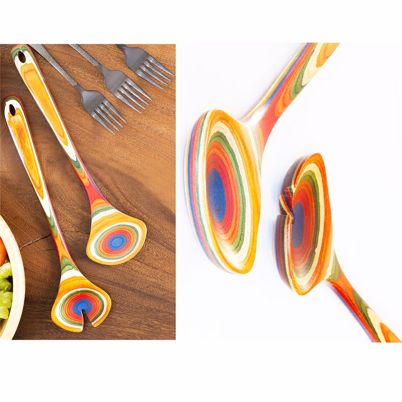 Baltique Marrakesh Collection Wooden Salad Serving Utensil Set