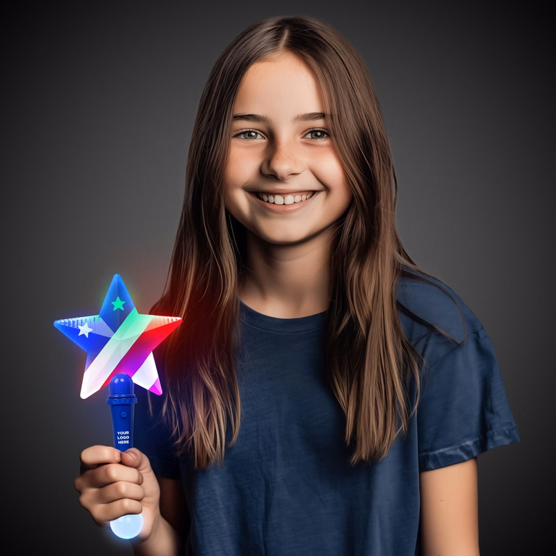 10" Flashing Star Wand USA