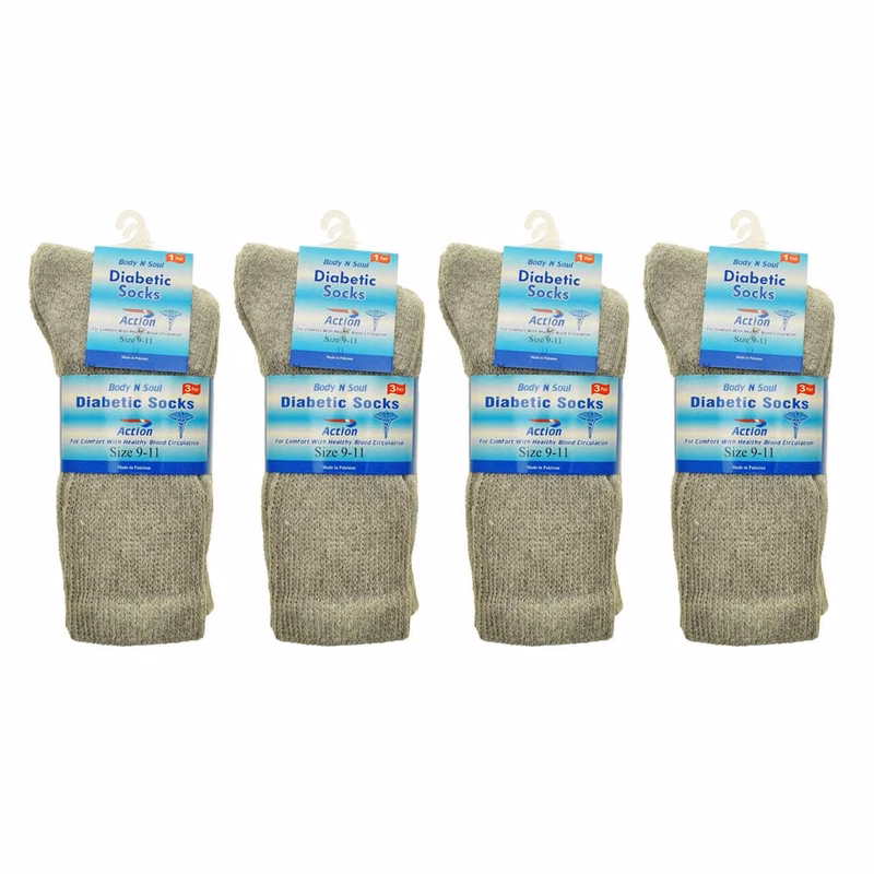 Cotton Diabetic Crew Socks - Gray