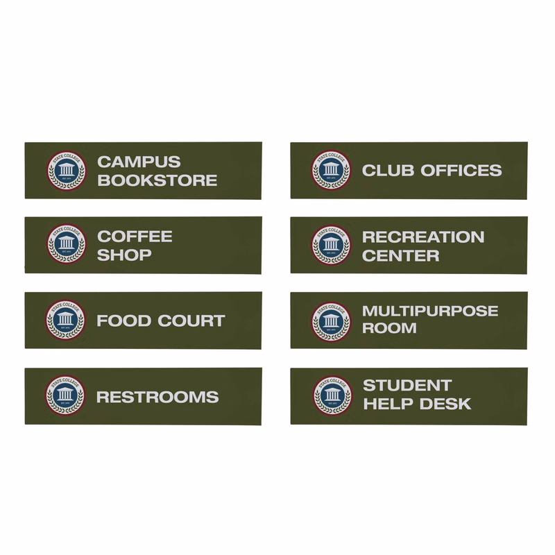 Wayfinding Rectangle Sign Post Set of Eight Graphic Signs