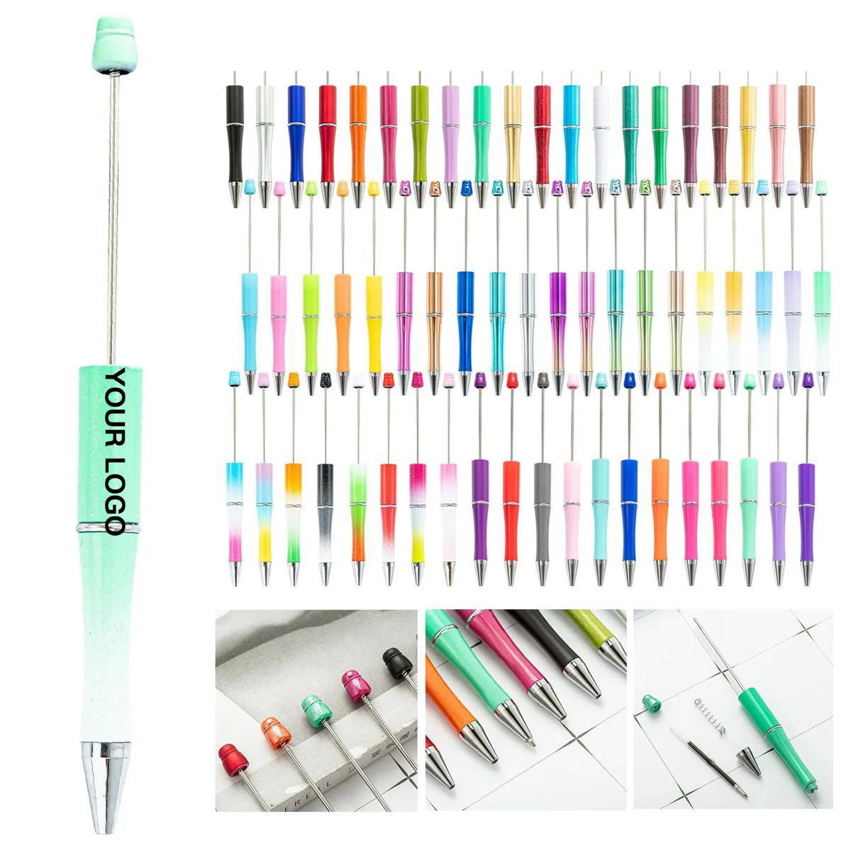 Customizable Plastic Pen with Beadable Barrel 1
