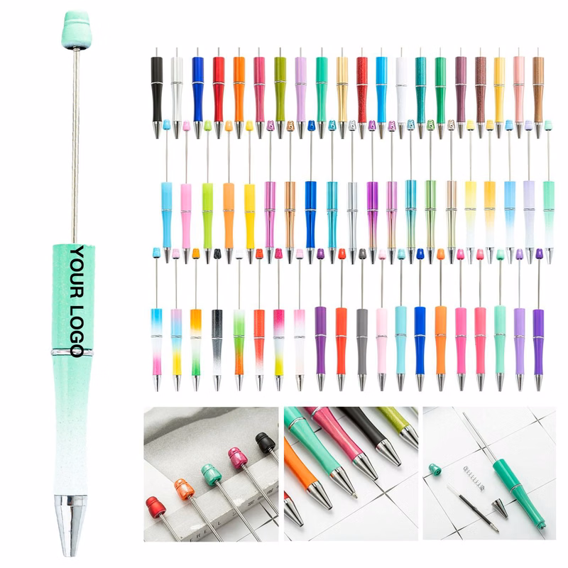 Customizable Plastic Pen with Beadable Barrel