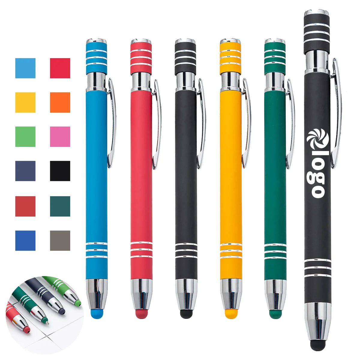 2 in 1 Retractable Metal Ballpoint Pens With Stylus 1