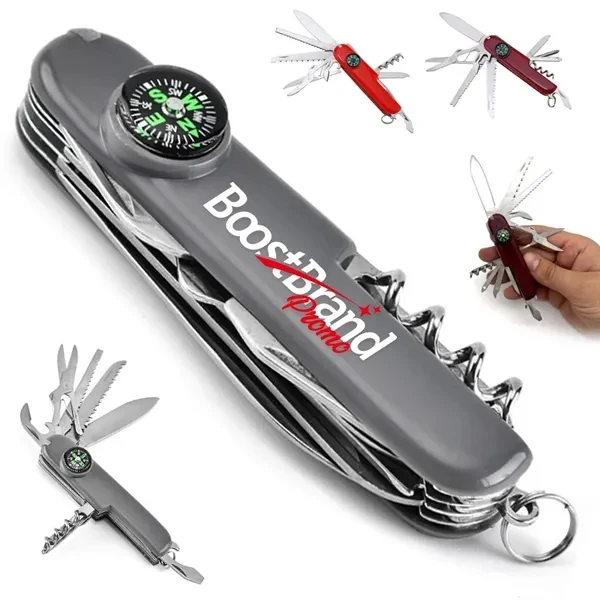 Custom Stainless Steel Multi-Tool Pocket Knife with Compass — Outdoor Survival Gear 1