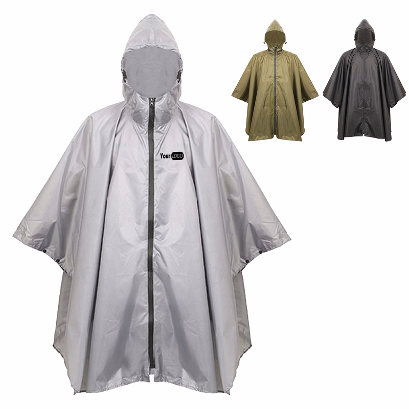 Polyester Lightweight Waterproof Rain Poncho With Hood