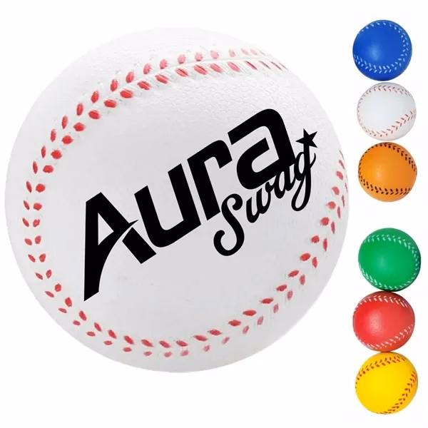 Custom 2.48 Inch PU Foam Baseball Stress Relief Ball — Desk Toy Promotional Giveaway