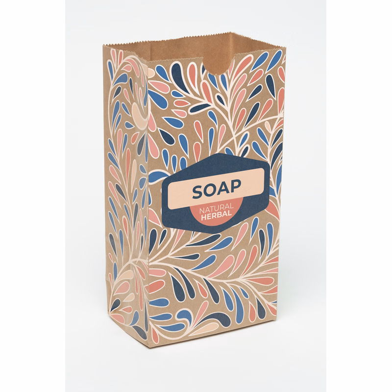 SOS 4# Full Color 4-Sided Natural Paper Bag (5" x 9.75" x 3.125")